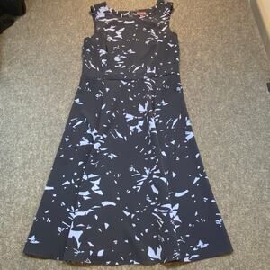 Long Tall Sally Womens 10 Navy Blue A Line Knee Length Sleeveless Dress Stretch